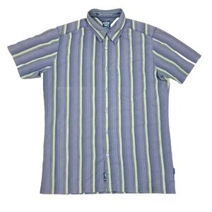 Kuhl Suncel Shirt Men’s Small Gray Vertical Stripe Metal Button-Up Outdoor